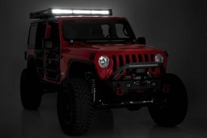 Jeep Wrangler JL Roof Rack - Rough Country - Black Series Lights - Black - '21-'24